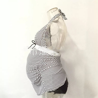 Adjustable maternity swimwear in black with options for steel support