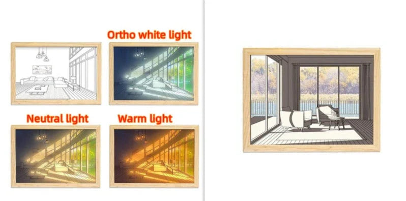 Customizable illuminated picture frame with adjustable LED lighting for home decor