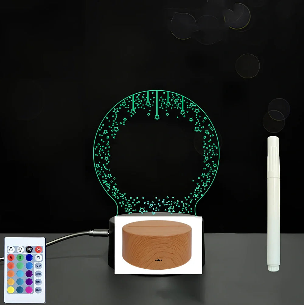 3D acrylic LED message board on black ABS base, 96cm x 40cm, with touch colourful lights and stylus