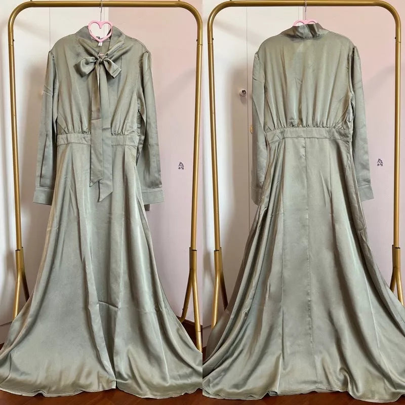 Women's Middle East Arabic Style Dress in cotton blend, available in burgundy, light green, and pink