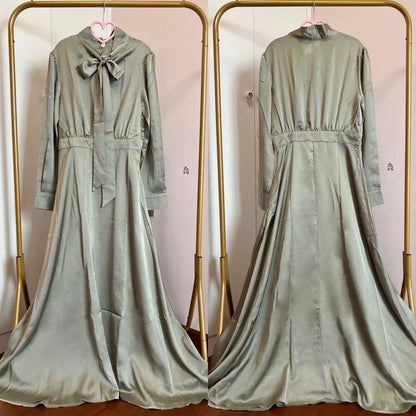 Women's Middle East Arabic Style Dress in cotton blend, available in burgundy, light green, and pink