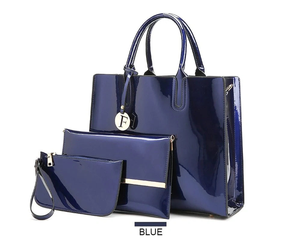3 Sets Leather Handbags in various colours with zipper closure and cell phone pocket