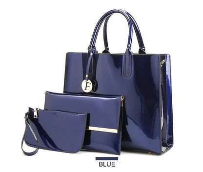 3 Sets Leather Handbags in various colours with zipper closure and cell phone pocket