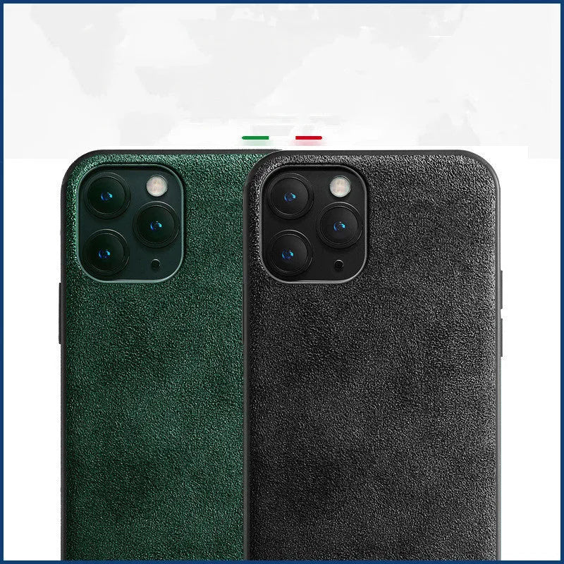 Suede iPhone case in dark blue colour showing full-cover protection design