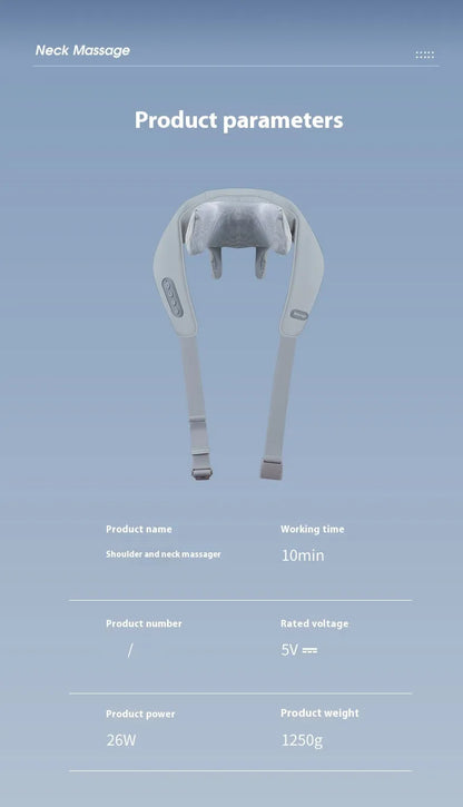 Grey elastic fabric USB rechargeable neck and back massage instrument