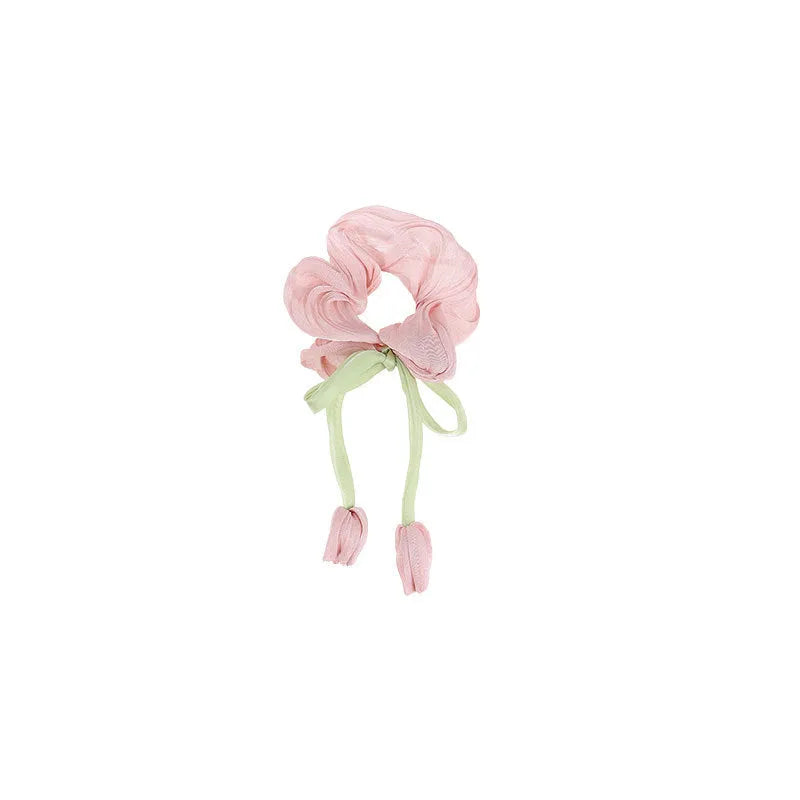 Korean style tulip children's fabric headband in knitted construction with flower detailing