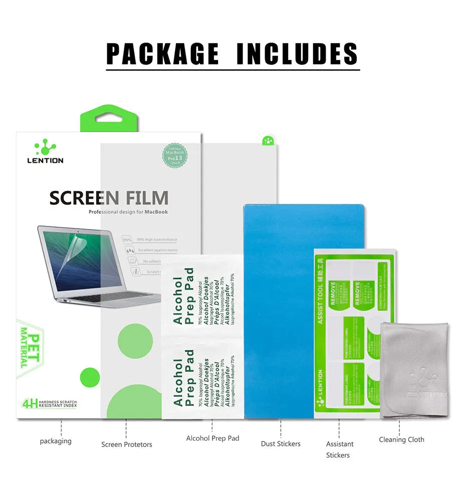 Matte screen protector film for MacBook Pro 13 inch 2016-2019 and MacBook Air 11.6 13.3, anti-scratch, 4 H