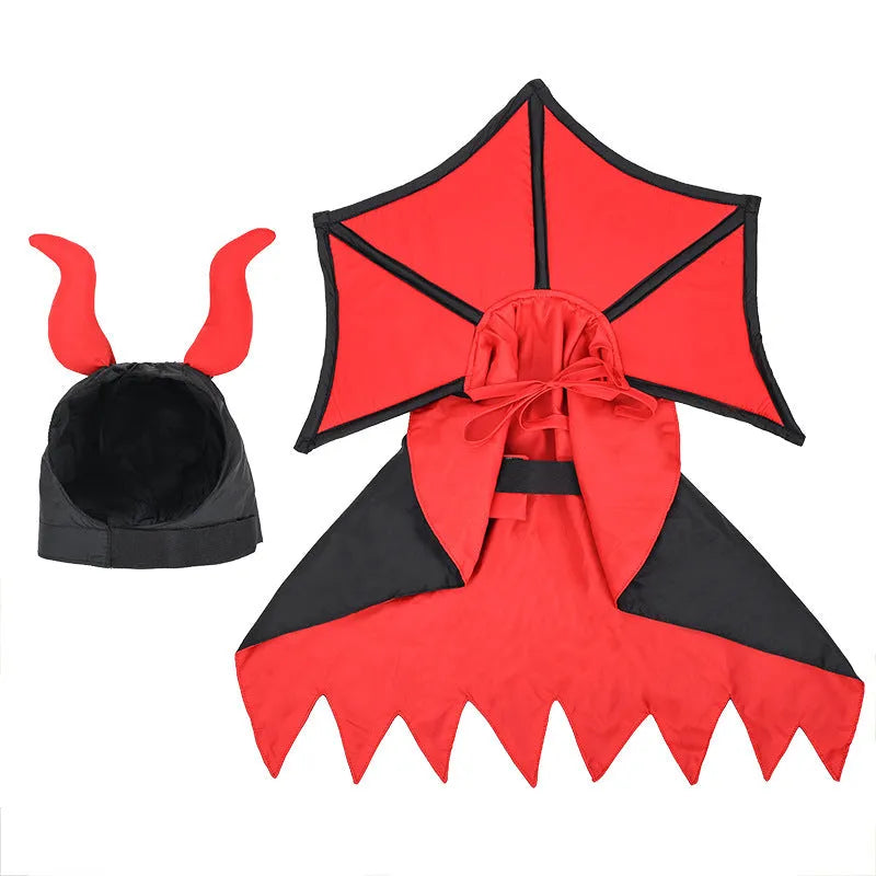 Black polyester vampire cloak and hat Halloween costume for a dog or cat