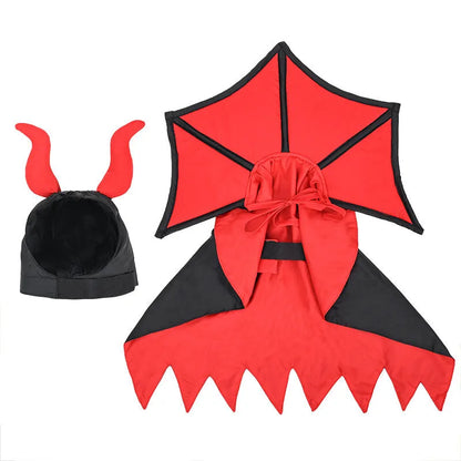 Black polyester vampire cloak and hat Halloween costume for a dog or cat
