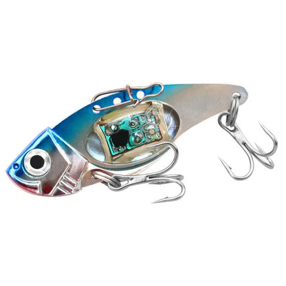 Blue and red Metal Vib electronic fishing lure with luminous metal finish