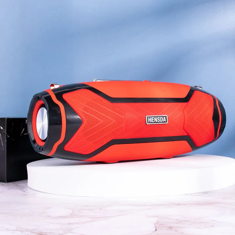 Bluetooth speaker with stereo sound showing colour options and multiple connectivity ports