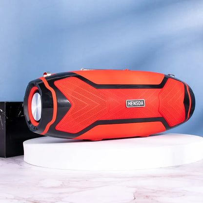 Bluetooth speaker with stereo sound showing colour options and multiple connectivity ports