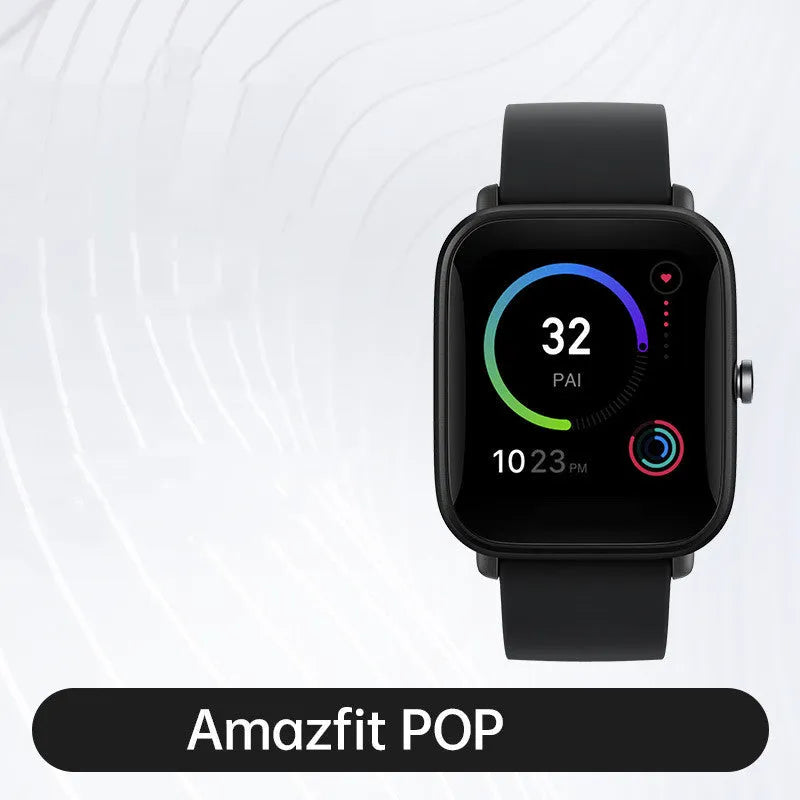 Smartwatch with colour screen showing blood oxygen reading on silicone strap