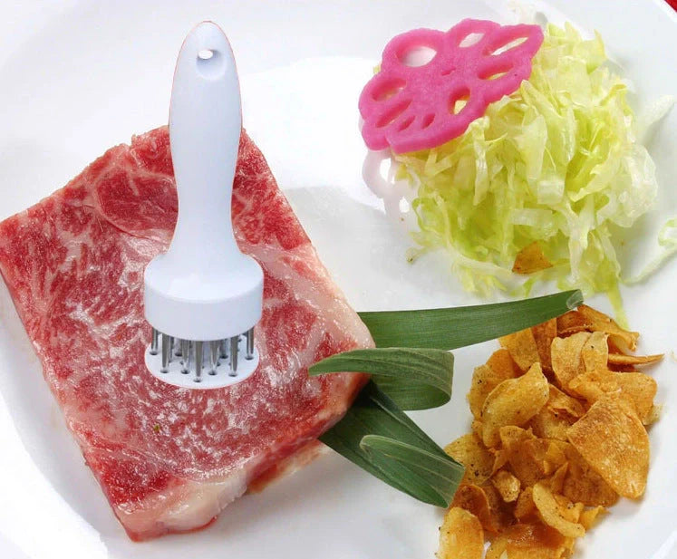 Stainless steel tender meat needle for kitchen use, perfect for pork chops and steaks