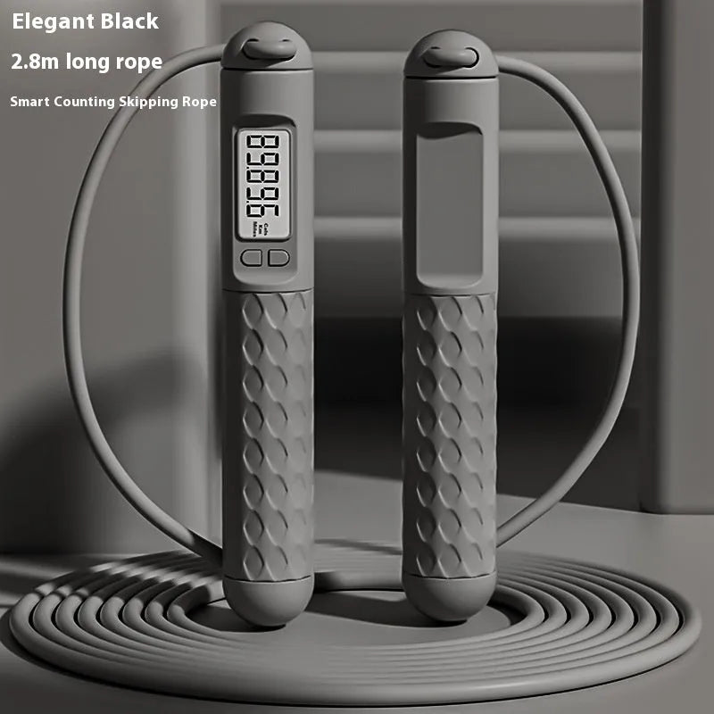 Skipping rope with bearings in various colours like black long shoelace or green cordless, made from ABS plastic for fitness use.