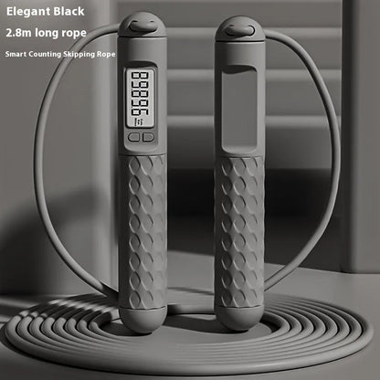 Skipping rope with bearings in various colours like black long shoelace or green cordless, made from ABS plastic for fitness use.
