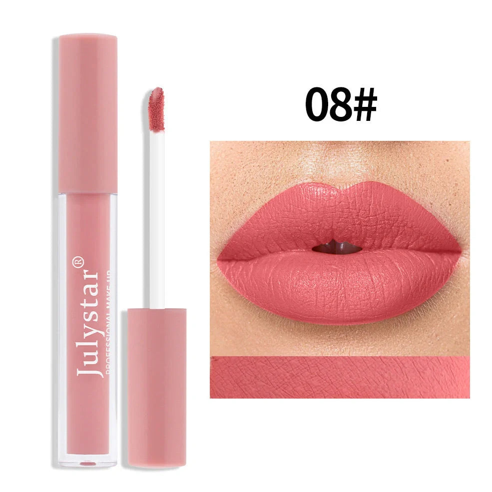 Matte lipstick tube with soft fog texture, 2.5ml content, 3-year shelf life