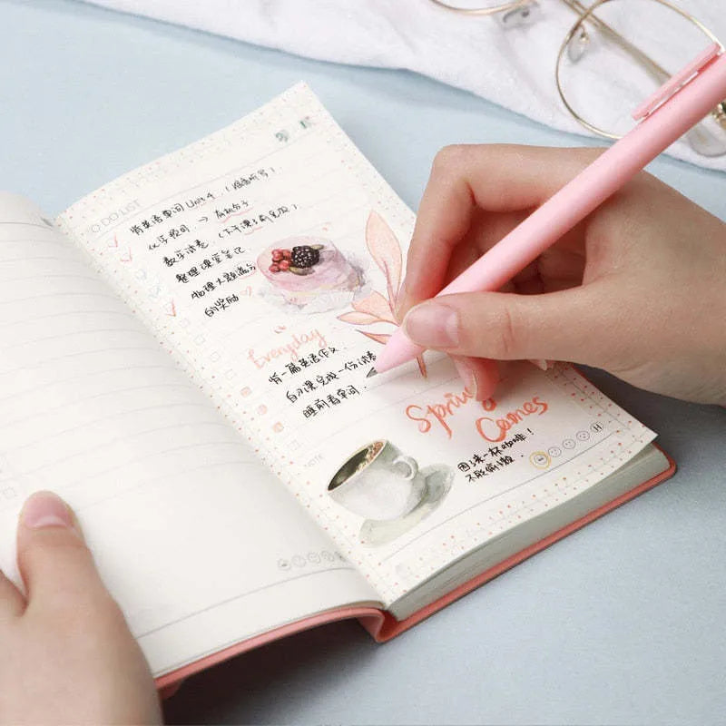 Simple Style A6 todo list notebook in blue, green, pink, or yellow with PU cover and 96 pages.