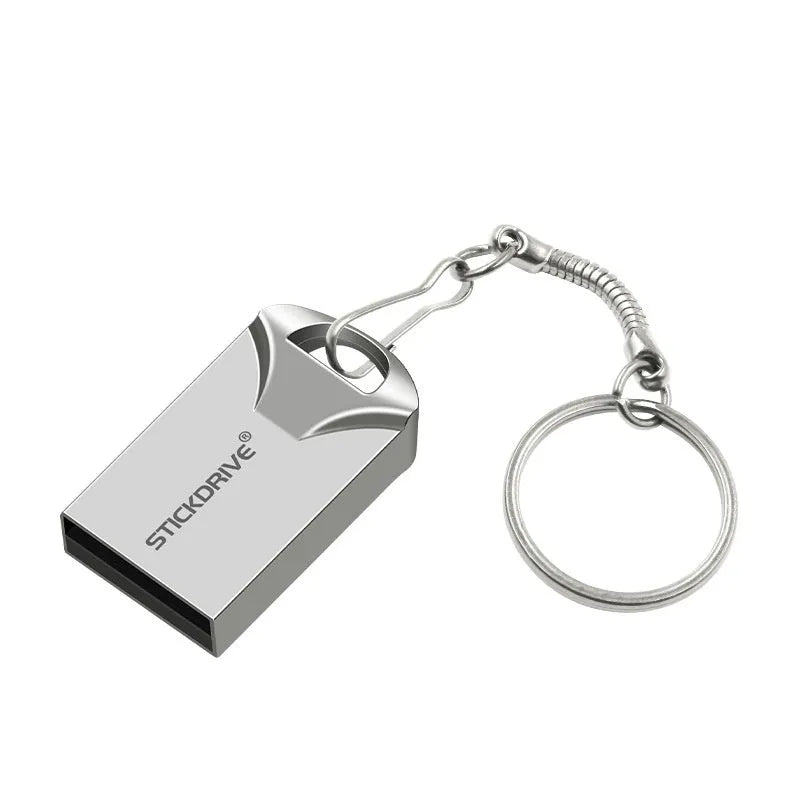Metal USB flash drive with chain necklace in black or silver colours