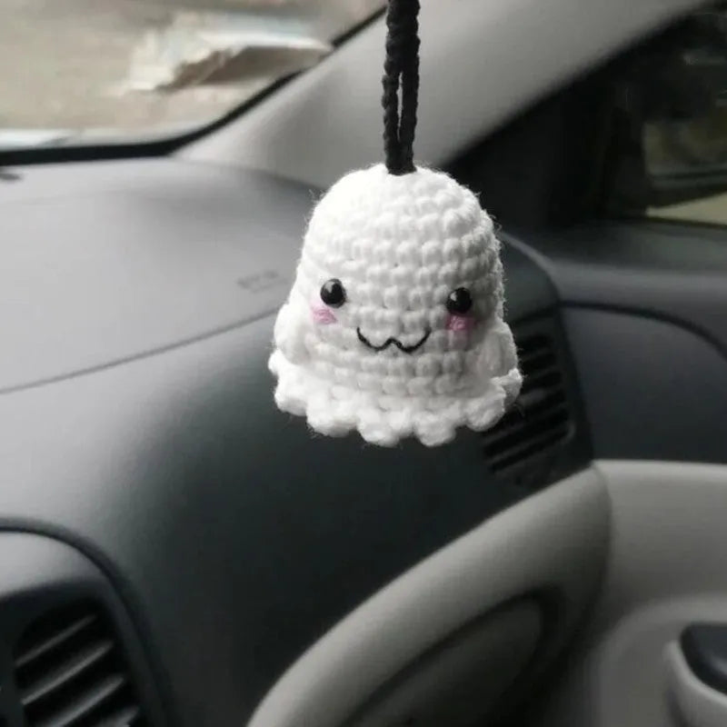 Plush hand-woven car hanging ornament with Halloween cartoon character design