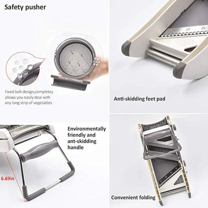 Terka Adjustable Stainless Steel Kitchen Vegetable Slicer with multiple cutting blades