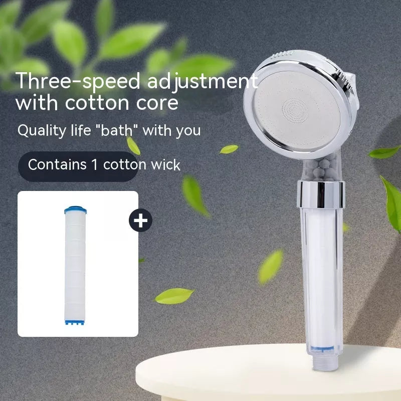 Three-speed Anion Supercharged Filtering Shower Head Nozzle with adjustable water flow settings