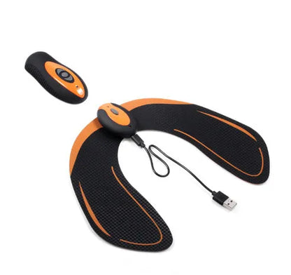 EMS hip muscle training stimulator with host unit and buttock patch for abdominal toning and buttock lifting