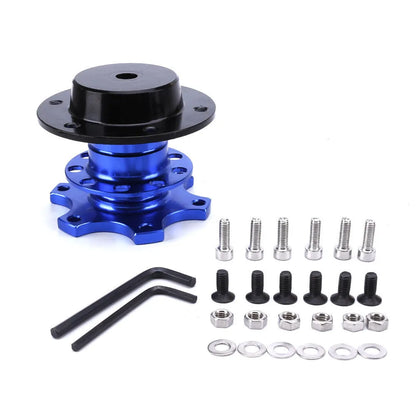 Car quick release steering wheel adapter device in black, red, blue, silver, and gold colour options