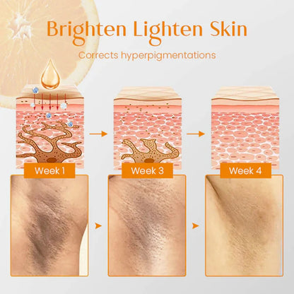A 100g white bar of whitening soap containing kojic acid and vitamin C for skin brightening.
