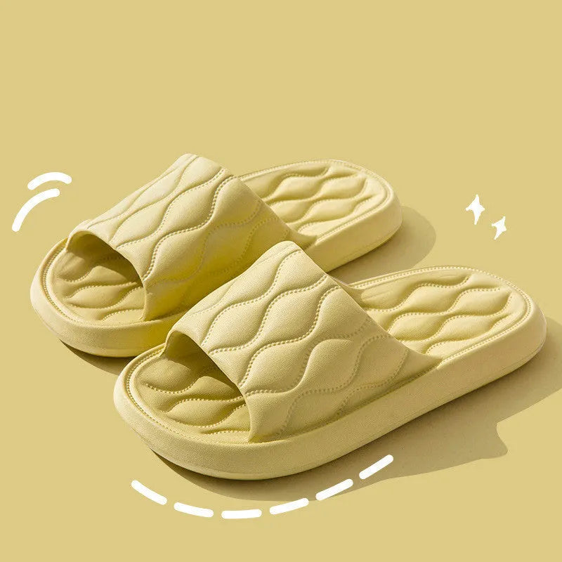 Ripple style EVA house slippers in white, pink, light green, dark khaki or black, sizes 36/37 to 44/45, one pair