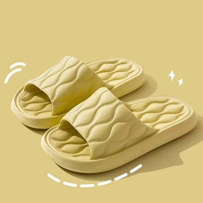 Ripple style EVA house slippers in white, pink, light green, dark khaki or black, sizes 36/37 to 44/45, one pair