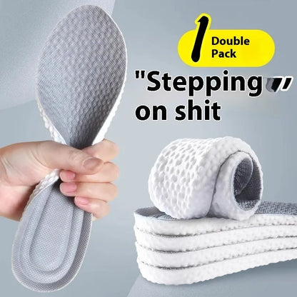 Breathable deodorant sports insoles in grey, black, or orange with high elastic PU construction and cut-to-fit sizing