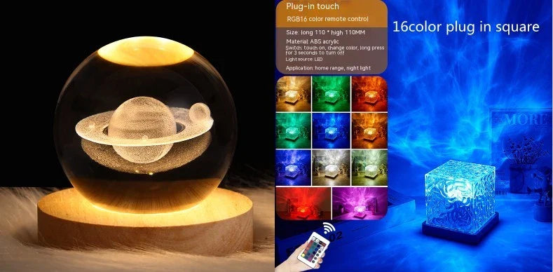 A USB-powered table lamp with a mesmerizing water ripple effect, providing a tranquil and soothing ambiance for any living space.