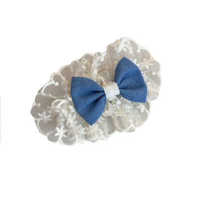 Women's cloth hair barrettes in beige lace, blue bow, oval, pearl butterfly and ribbon pastoral styles