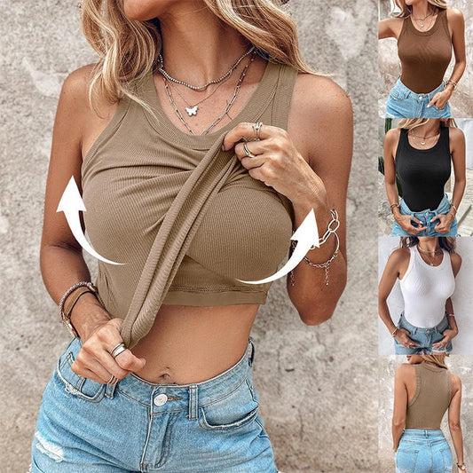 Sleeveless camisole top with built-in bra in a variety of colors and sizes