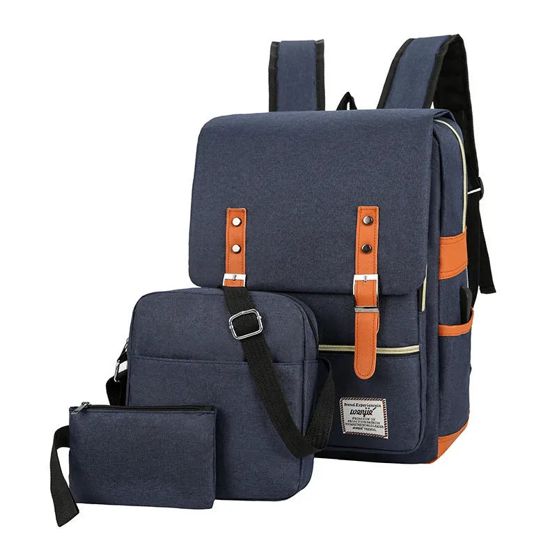 Three-piece waterproof business backpack with curved shoulder straps in four colour options