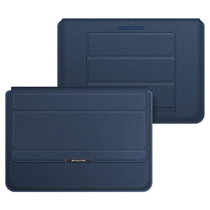Three-in-one laptop bag in faux leather and plush, shown in black, dark blue, rose gold, grey, dark green, red or camel.