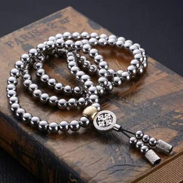 Stylish stainless steel bead bracelet with copper alloy fittings, perfect for any occasion