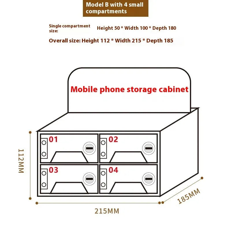 Transparent acrylic mobile phone storage cabinet with charging holes in modern simple style for office organisation