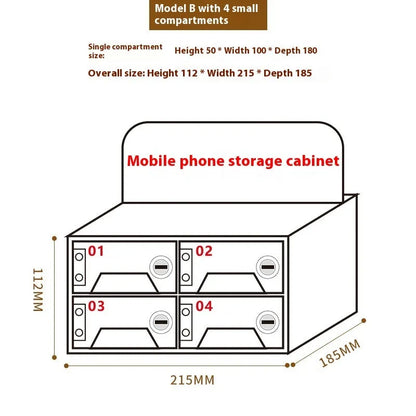 Transparent acrylic mobile phone storage cabinet with charging holes in modern simple style for office organisation