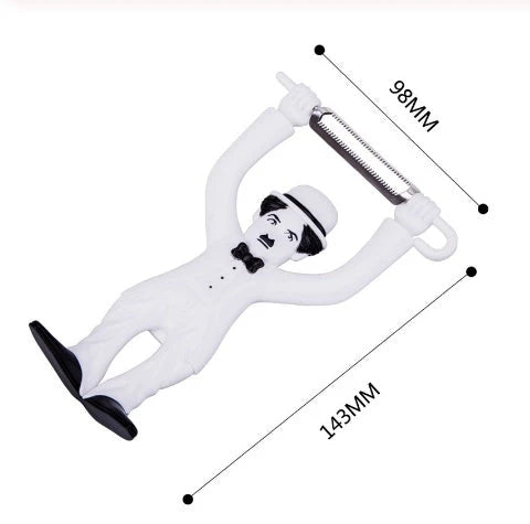 Handy fruit and vegetable peeler with clever character design, made of durable stainless steel for efficient and stylish kitchen prep
