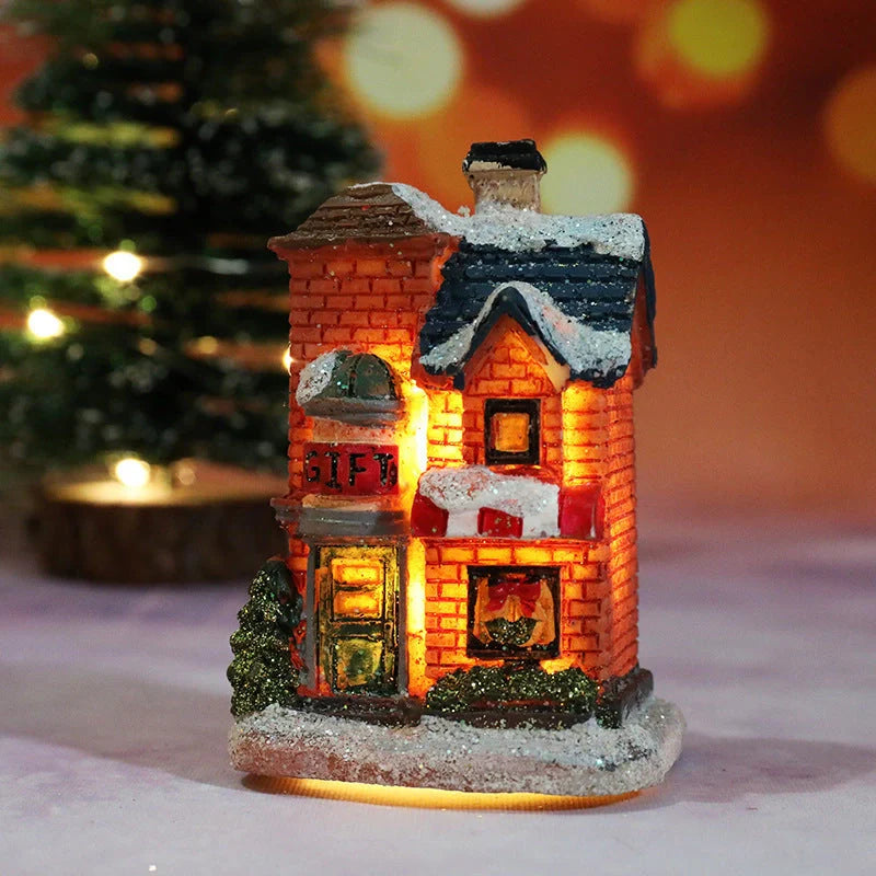 Christmas Decorations Micro Landscape Resin House with intricate design, 4cm * 6.5cm * 9cm