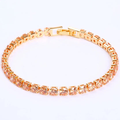 Cubic Zirconia Tennis Bracelet with AAA+ stones and copper box chain in various colours