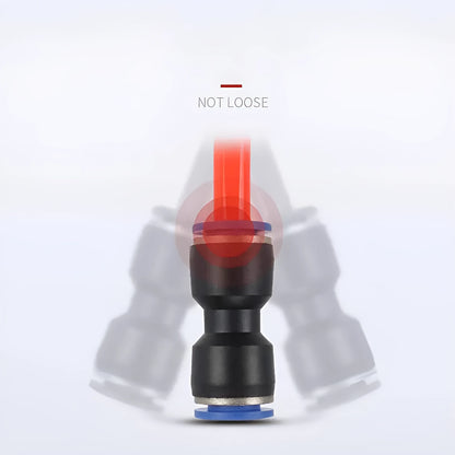 Blue Jinqi pneumatic straight-through quick connector for PU tubing, pack of 100 units.