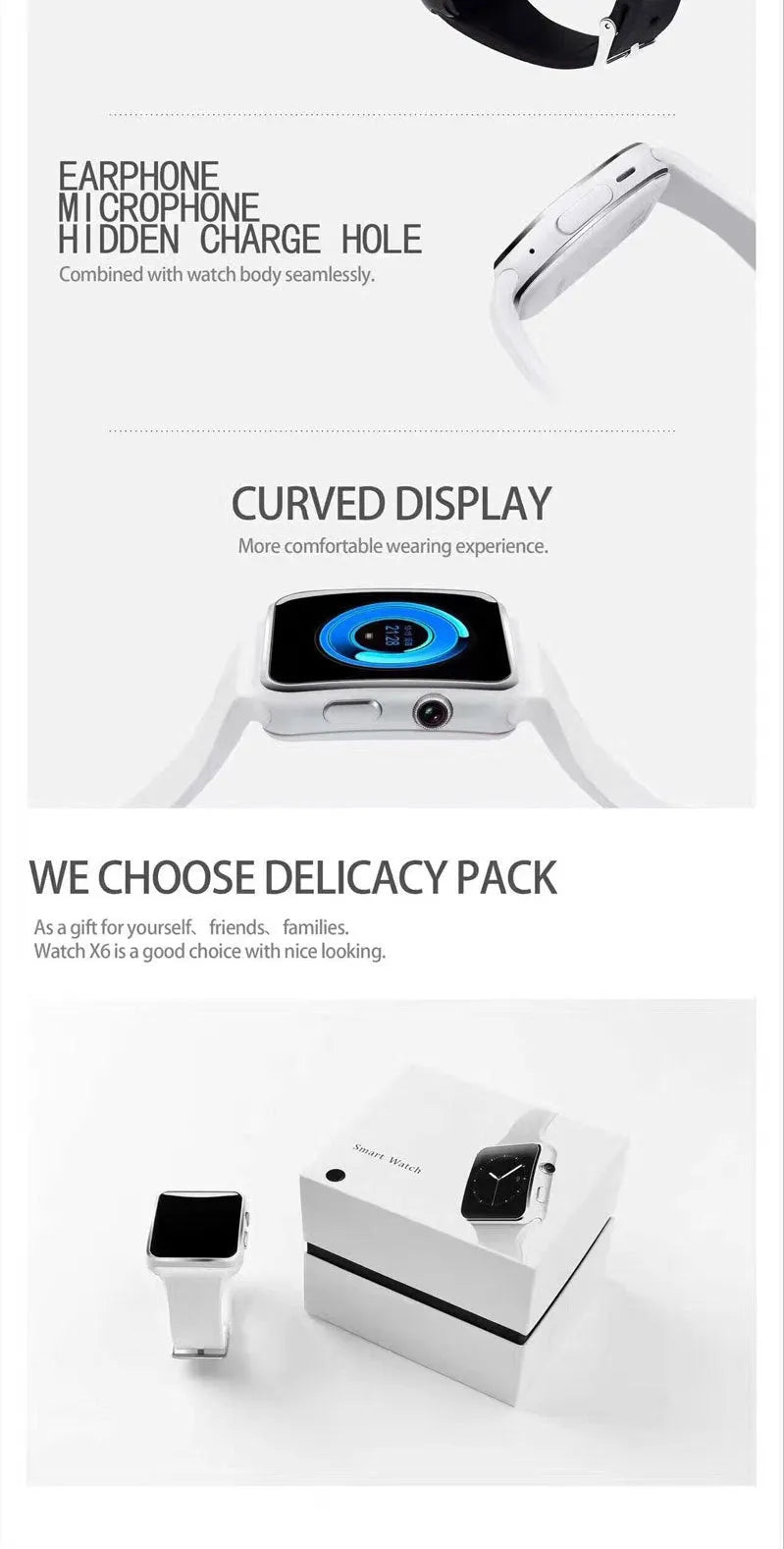 Black smart watch with 1.54-inch touchscreen display and silicone strap on a wrist