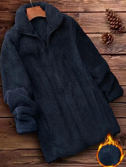 Double-sided velvet fleece jacket in black, navy blue, or khaki colour