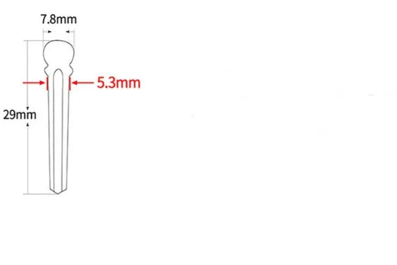Six ebony folk guitar string nails with matte black finish and 5.3mm bayonet diameter
