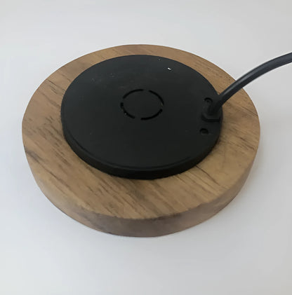 60mm round embedded wireless phone charger for furniture with USB port.