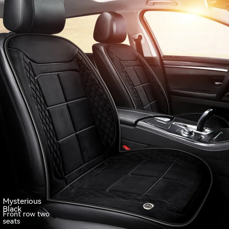 Auto heating car seat cushion for winter driving in beige, black or coffee colours