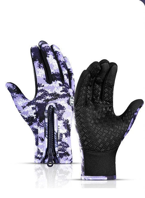 Pair of durable touchscreen-compatible winter riding gloves in various colors